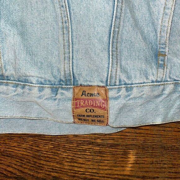 RARE LOONEY TUNES ACME TRADING I GROW MY OWN EMBROIDERED DENIM JACKET - Picture 4 of 7